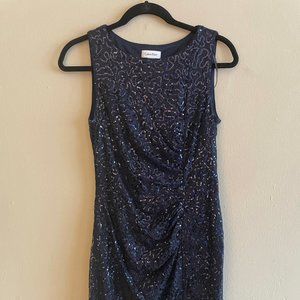 Calvin Klein Navy Sequin Cocktail Dress
